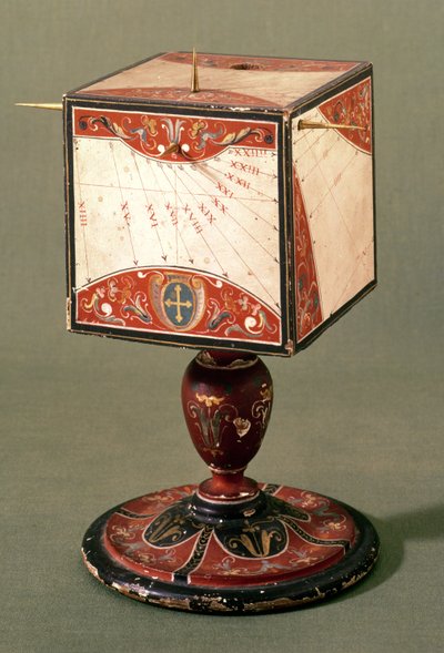 Cubical sundial showing the time in ancient Italian, Babylonian and Jewish systems of hours, Florentine by Italian School